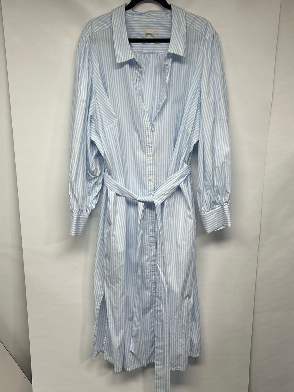 a new day Light Blue and White Striped Midi Shirt Dress